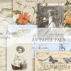 Colección de papeles Riviera Kit Vintage Junk Journal A4 - Descarga digital - Papeles vintage - Imprimibles para diarios y arte