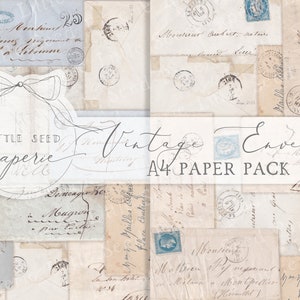 Vintage Envelopes A4  Paper Collection - Digital Download - Vintage Papers - Printables for Journaling and Art