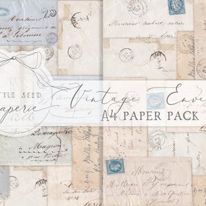 Vintage Umschläge A4 Papier Sammlung - Digital Download - Vintage Papiere - Printables für Journaling und Kunst