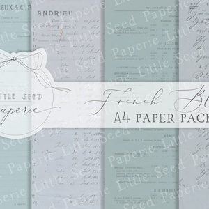 Vintage 'French Blues' A4  Paper Collection - Digital Download - Vintage Papers - Printables for Journaling and Art