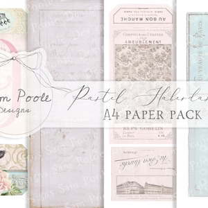 Vintage pastel fournituren junk Journal A4-papiercollectie - digitale download - vintage papers - afdrukbare items voor journaling en kunst