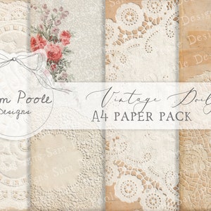 Vintage Doily Vintage Junk Journal A4 Papiersammlung - Digital Download - Vintage Papiere - Printables für Journaling und Kunst