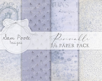 Periwinkle Kit Vintage Junk Journal A4 Paper Collection - Digital Download - Vintage Papers - Printables for Journaling and Art