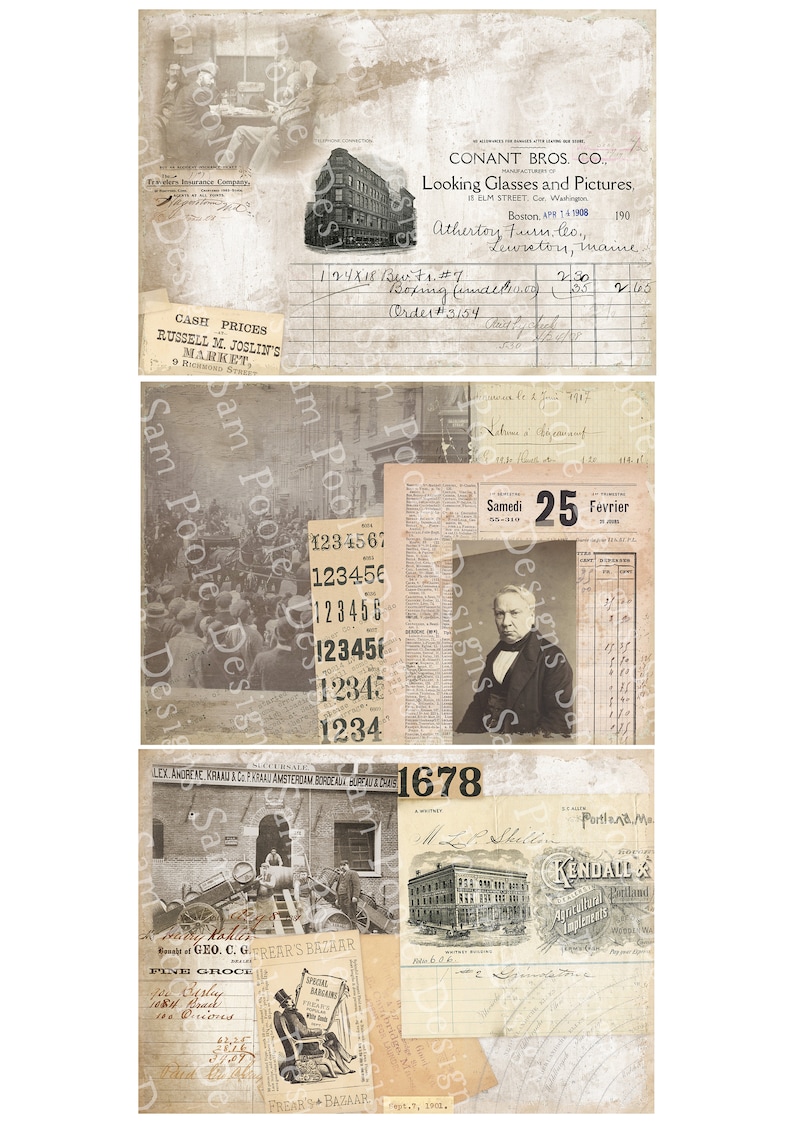 Heren uit het verleden Vintage Junk Journal A4 Paper Collection Digitale Download Vintage Papers Printables voor journaling en kunst afbeelding 3