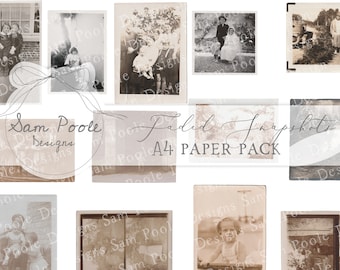 Faded Snapshots Photographs Kit Vintage Junk Journal A4 Paper Kit - Digital Download - Vintage Papers - Printables Journaling and Art
