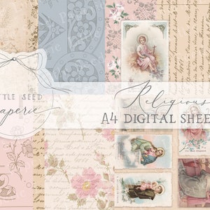 Religiöses Junk Journal A4 Papier Sammlung - Digital Download - Vintage Papiere - Printables für Journaling und Kunst
