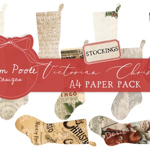 Victorian Christmas Stockings - Junk Journal - Digital Download - Vintage Ephemera - Printables for Journaling and Art