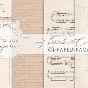 Coleção de papel A4 vintage 'French Creams' - Download digital - Papéis vintage - Imprimíveis para diário e arte