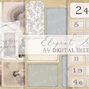Collezione di carta A4 Elegant Ladies - Download digitale - Carte vintage - Materiali stampabili per journaling e arte