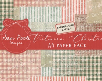 Victorian Christmas Background Papers - Junk Journal - Digital Download - Vintage Ephemera - Printables for Journaling and Art