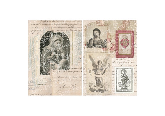 Prayer Religious Kit Vintage Junk Journal A4 Paper