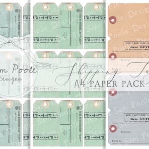 Colección de papeles A4 con etiquetas de envío francesas antiguas - Descarga digital - Papeles antiguos - Imprimibles para diarios y arte