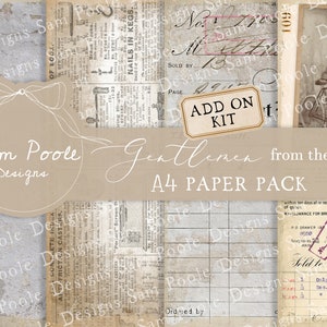 Heren uit het verleden TOEVOEGEN KIT Vintage Junk Journal A4 Paper Collection Digitale Download Vintage Papers Printables voor Journaling afbeelding 1