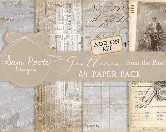 Gentlemen From The Past - ADD ON KIT Vintage Junk Journal A4 Paper Collection - Digital Download - Vintage Papers -Printables for Journaling