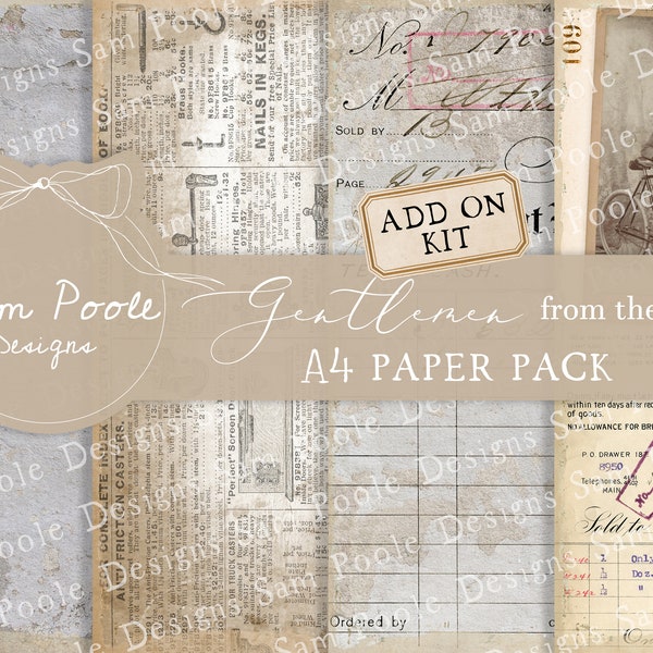 Heren uit het verleden - TOEVOEGEN KIT Vintage Junk Journal A4 Paper Collection - Digitale Download - Vintage Papers - Printables voor Journaling