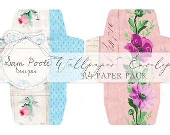 Wallpaper Envelopes Kit Vintage Junk Journal A4 Paper Collection - Digital Download - Vintage Papers - Printables for Journaling and Art