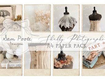 Shabby Photographs Part 2 Shabby Chic Junk Journal A4 Paper Collection - Digital Download - Vintage Papers - Printables for Journaling