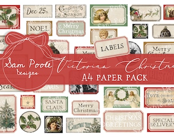 Victorian Christmas Labels - Junk Journal - Digital Download - Vintage Ephemera - Printables for Journaling and Art