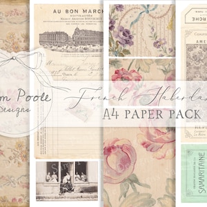 Vintage French Fournituren Junk Journal A4-papiercollectie - Digitale download - Vintage Papers - Printables voor journaling en kunst