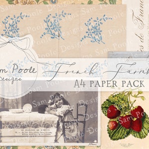 Franse boerderij digitale kit Vintage Junk Journal A4-papiercollectie - digitale download - Vintage Papers - Printables for journaling Art