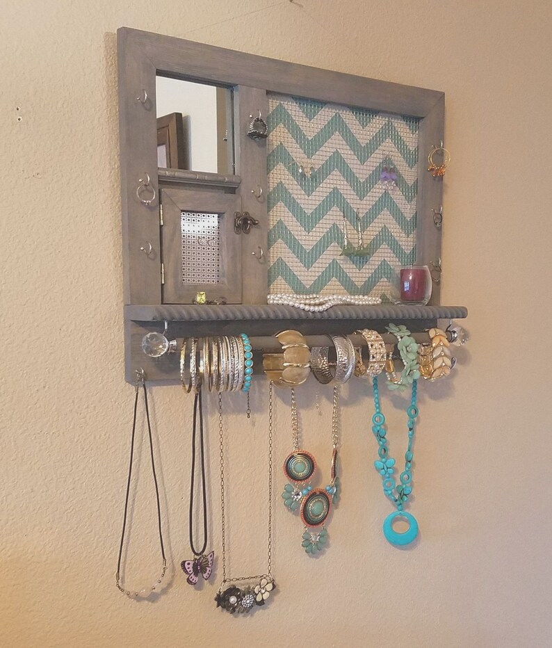 Blue Chevron Stud Earring Door Jewelry Organizer Jewelry Etsy