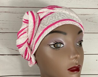 PINK STRIPE - Infinity Scarf Chemo Hat Chemo Headwear Cancer Alopécie comprend un foulard de chimio donné