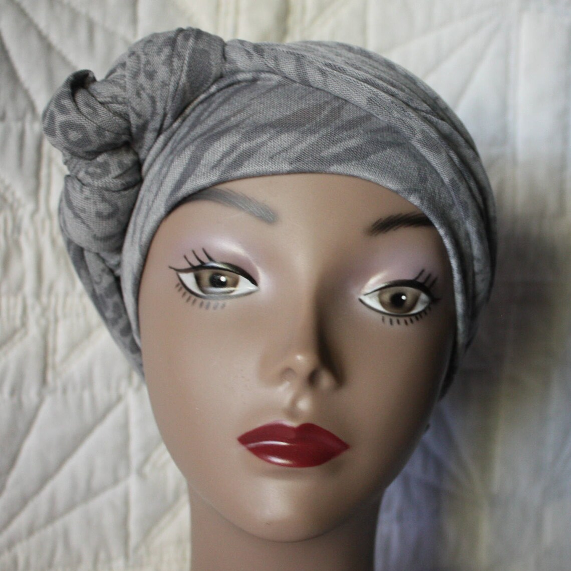 GRAY Infinity Scarf Chemo Hat Chemo Headwear Cancer Alopecia Includes