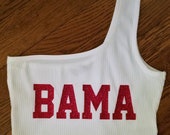 College Tube Top ANY COLLEGE Tailgating Top Strapless Tube Top One Shoulder Solid Crop Top Bama Roll Tide Alabama Bulldogs Gators Tigers
