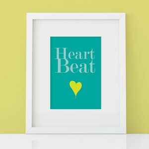Printable | Heart Beat Love - Yellow | 8x10 Artwork with Mat Border
