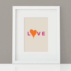 Printable | Orange Love Heart | 8x10 Artwork with Mat Border (White)