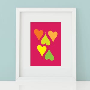 Printable | Colorful Heart Drops | 8x10 Artwork with Mat Border