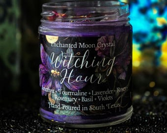 Witching Hour Ritual Candle | Spiritual Protection | Positive Energy | Space Cleanse | Moon Magic | Gratitude | Calming Intention Candle