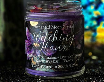 Witching Hour Candle, Intuition candle, Spiritual Protection, Ritual Candle, Mystic Energy, Energy Cleanse, Moon Magic, Gratitude Frequency