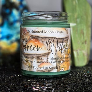 Green Witch Candle, Garden Witch, HedgeWitch, Fairycore, Nature Witch, Enchanted Forest, Gaia, Folk Magic, Cottagecore, Intention Candle image 9