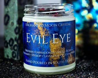 Evil Eye Candle, Spiritual Protection Energy Cleanse, Banishing Spell Healina Crvstals. Remove Neaative Energy, Block Spiritual Attacks