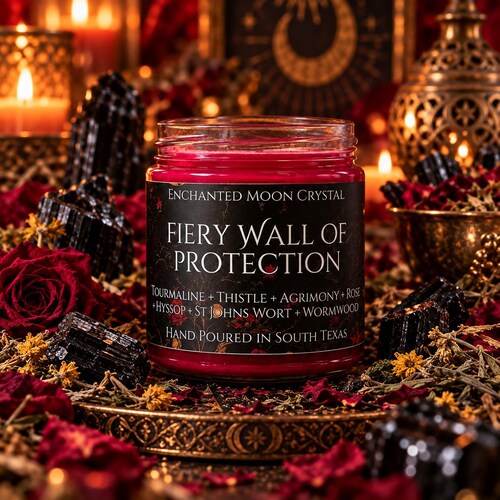 Fiery Wall of Protection Candle, Block Negativity, Hex Removal, Witchcraft Supplies, Powerful Banishing & Uncrossing