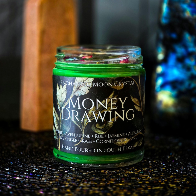 Money Drawing Intention Candle | Witchcraft Supplies | Wealth | Success | Abundance Spell | Hoodoo | Manifesting Ritual | Law of Attraction image 6