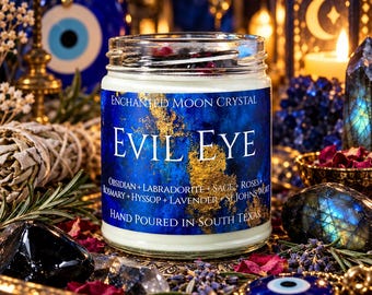 Evil Eye Candle, Space Protection, Energy Cleanse, Remove Negativity, Block Spiritual Attacks, Healing Crystals, Witchcraft Supplies