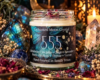 555 Angel Number Candle, Spiritual Wisdom, Personal Growth, Releasing Attachments, Divine Timing, Higher Self