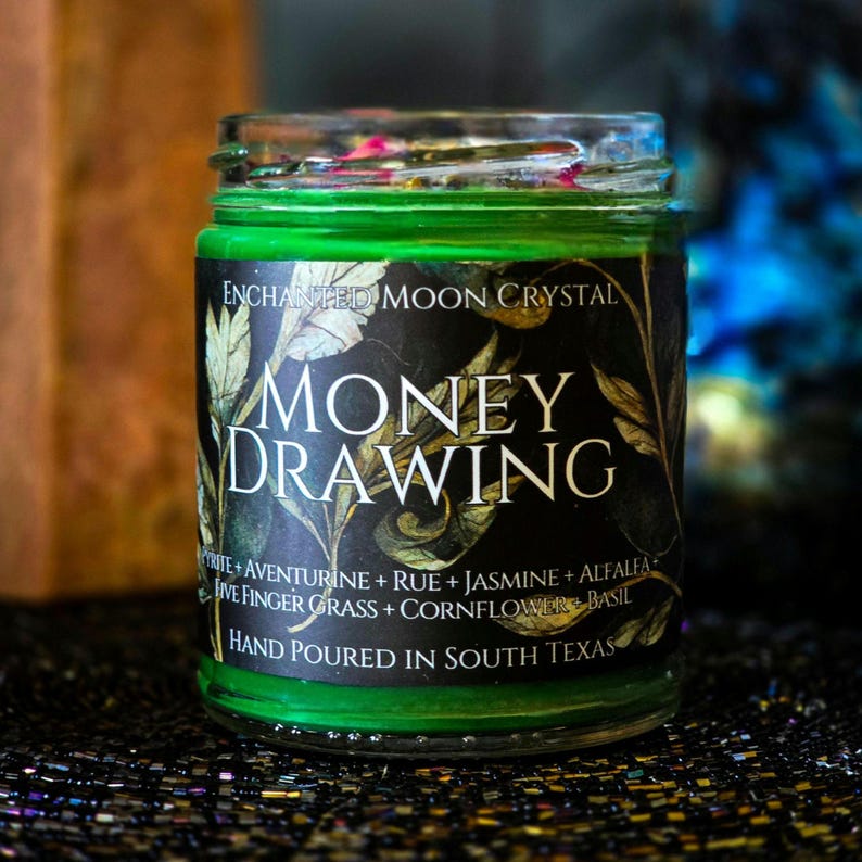 Money Drawing Intention Candle | Witchcraft Supplies | Wealth | Success | Abundance Spell | Hoodoo | Manifesting Ritual | Law of Attraction image 3