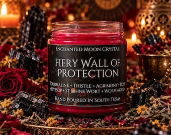 Fiery Wall of Protection Candle, Block Negativity, Hex Removal, Witchcraft Supplies, Powerful Banishing & Uncrossing