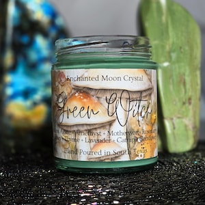Green Witch Candle, Garden Witch, HedgeWitch, Fairycore, Nature Witch, Enchanted Forest, Gaia, Folk Magic, Cottagecore, Intention Candle image 3