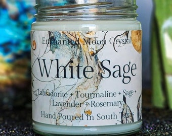 White Sage Candle, Spiritual Cleanse, Purification, Cleansing Spell, Intention Candle, Healing Energy, Protection Candle, Energy Cleanse