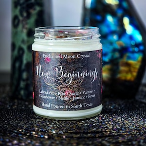 New Beginnings Intention Candle, Energy Cleanse, Higher Self, Crystal Candle, Self Love, Heart Centered, Spiritual Growth, Fresh Start