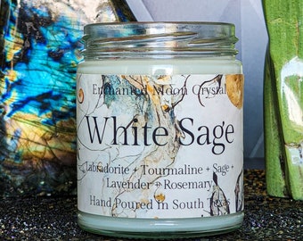 White Sage Candle, Spiritual Cleanse, Purification, Cleansing Spell, Intention Candle, Healing Energy, Protection Candle, Energy Cleanse