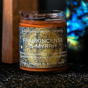 Frankincense & Myrrh Intention Candle, Spiritual Cleanse, Protection, Healing Energy, Calming Aromatherapy, Meditation, Manifest