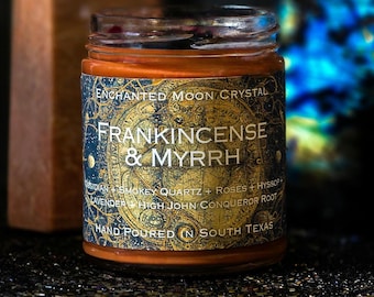 Frankincense & Myrrh Intention Candle, Spiritual Cleanse, Protection, Healing Energy, Calming Aromatherapy, Meditation, Manifest