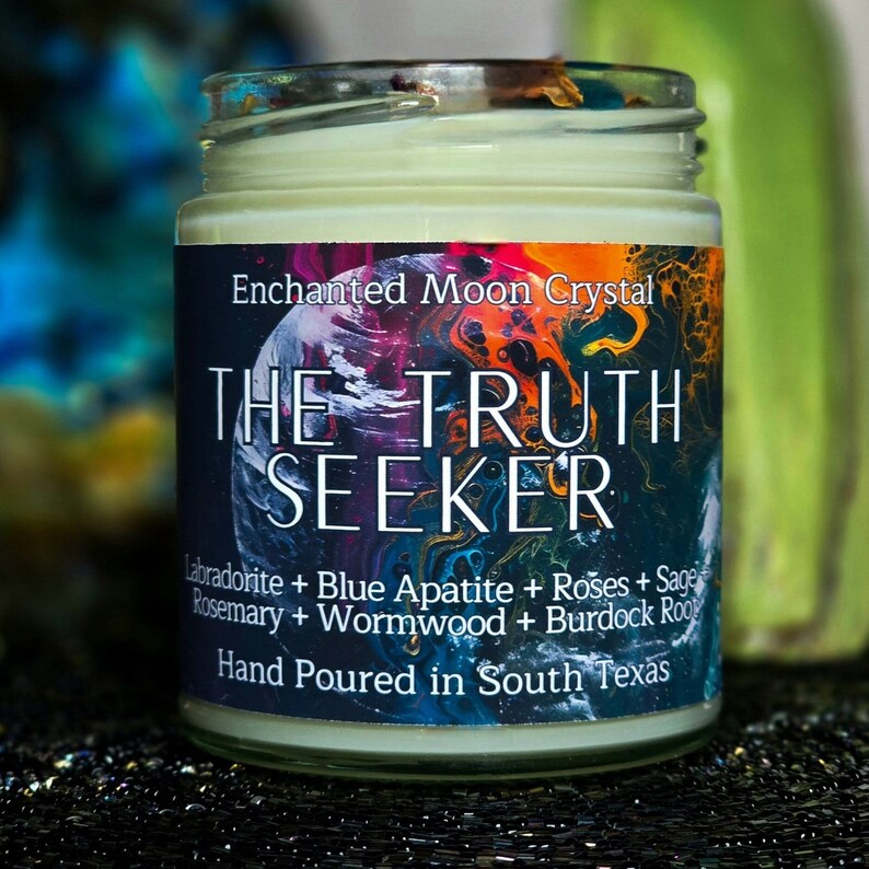 The Truth Seeker Candle, Remote Viewing, Intuition, Lift The Veil, Discernment, False Paradigms, Ancient Mysteries, Censored History image 1