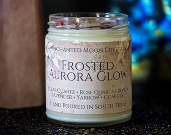 Frosted Aurora Glow | Marshmallow and Peppermint Scented Candle | Calming Aromatherapy | Meditation Ritual Candle | Intention Candle