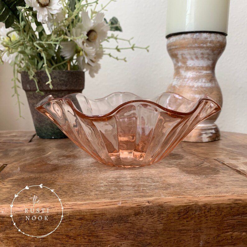 Vintage Anchor Hocking Pink Depression Glass Ruffled Etsy